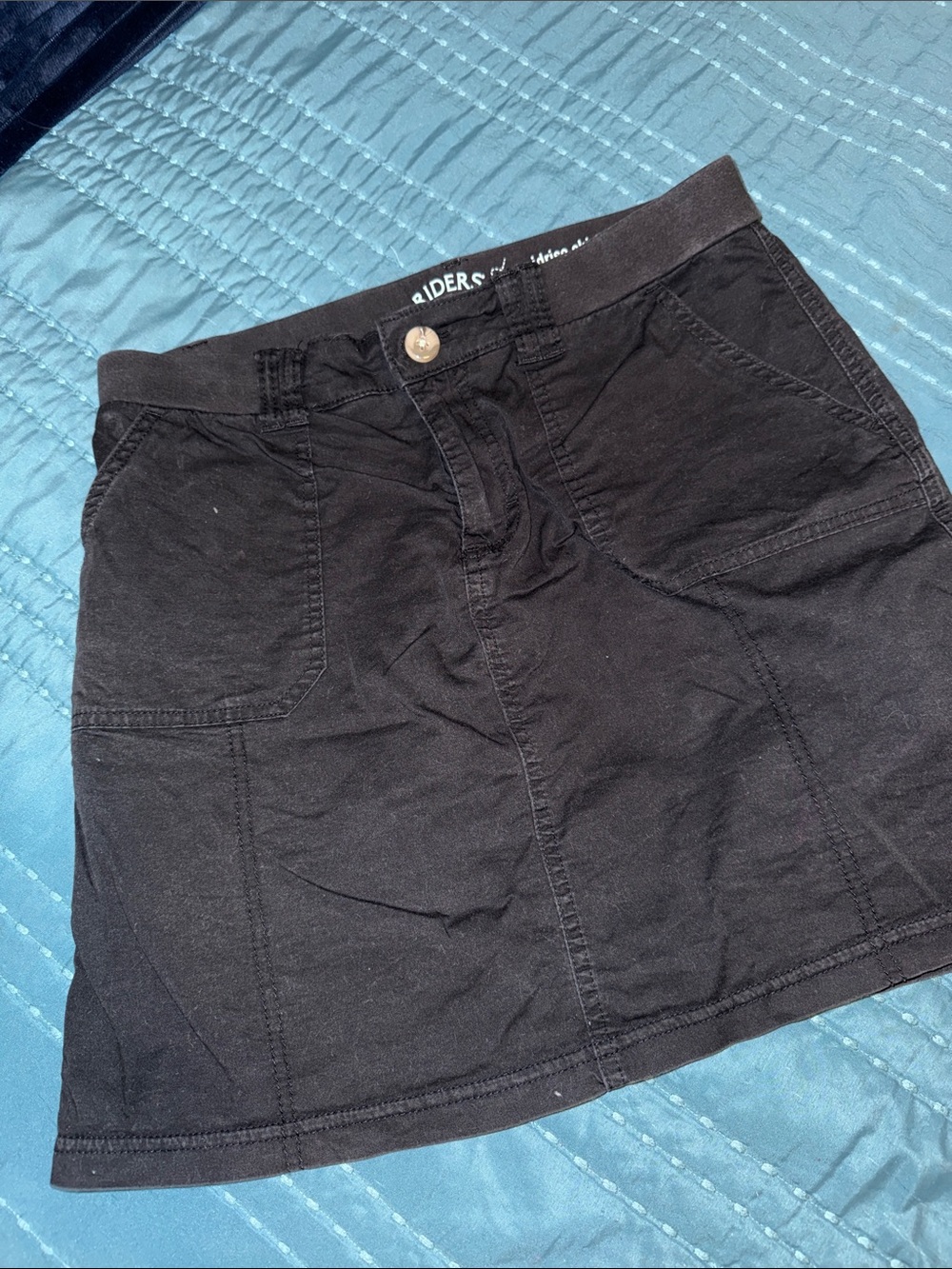 Riders by Lee Black Straight Mini Skirt with Front Pockets